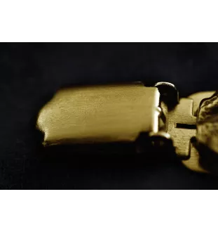 Black Russian Terrier, Chornyi Terrier - brooch with a clip, gold-plated holder for a start number, a gift for a dog show by Art-Dog brand.