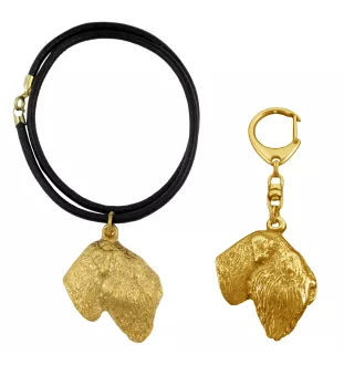 Black Russian Terrier, Chornyi Terrier - keychain and necklace with a dog in a box, high-quality gold-plated product, Art-Dog brand