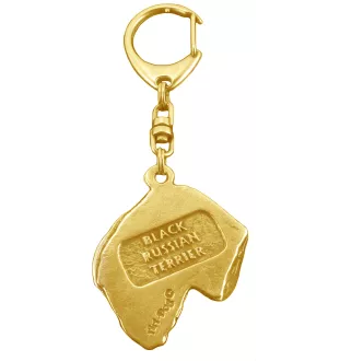Black Russian Terrier, Chornyi Terrier - keychain and necklace with a dog in a box, high-quality gold-plated product, Art-Dog brand