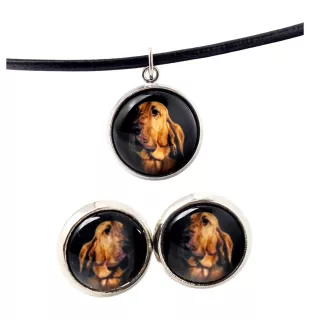 Bloodhound, St. Hubert Hound, Sleuth-hound - jewelry with your photo box, set of necklace and earrings, personalized products from the Art-Dog brand