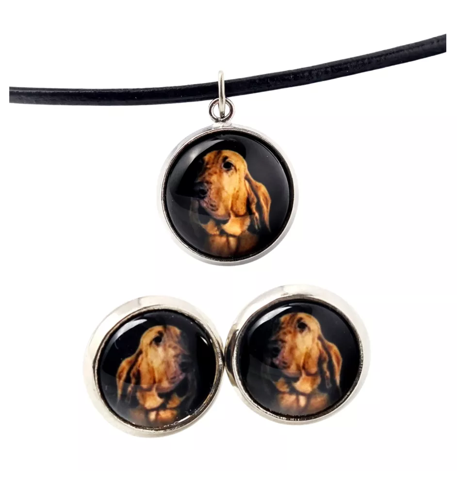 Bloodhound, St. Hubert Hound, Sleuth-hound - jewelry with your photo box, set of necklace and earrings, personalized products from the Art-Dog brand