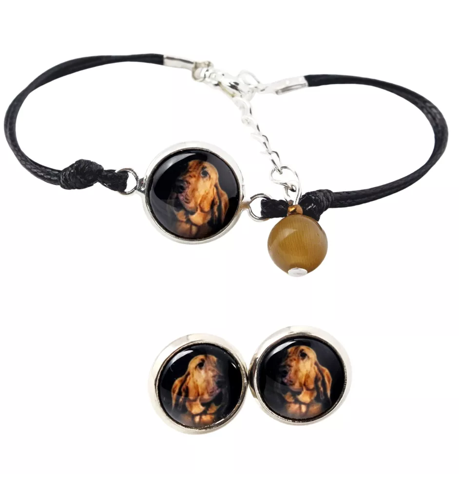 Chien de Saint Hubert, Bloodhound - ensemble de bijoux avec votre photo, accessoire féminin, article fait main, produit fabriqué à la main avec passion pour la création de la marque Art-Dog