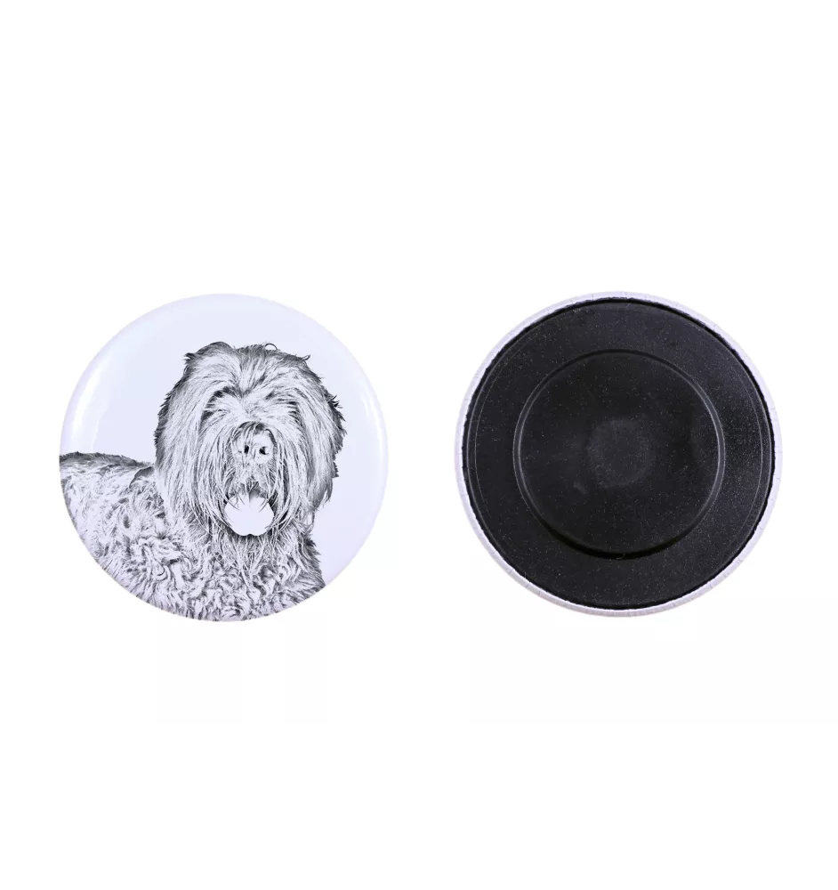 Russischer Schwarzer Terrier, Russkiy Tchiorny Terrier Magnet mit einem Hundepfotenabdruck, außergewöhnlich leicht, starker Magnet, handgefertigtes Produkt der Marke Art-Dog