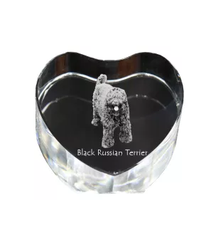 Black Russian Terrier, Chornyi Terrier - a photo of a dog in crystal, crystal heart, unique photo frame from the Art-Dog brand