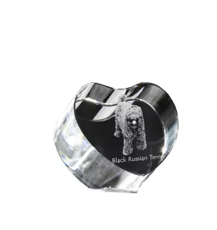 Black Russian Terrier, Chornyi Terrier - a photo of a dog in crystal, crystal heart, unique photo frame from the Art-Dog brand