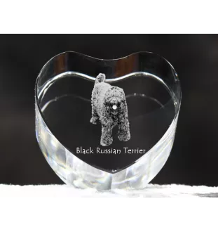 Black Russian Terrier, Chornyi Terrier - a photo of a dog in crystal, crystal heart, unique photo frame from the Art-Dog brand