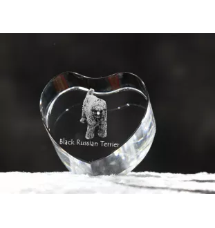 Black Russian Terrier, Chornyi Terrier - a photo of a dog in crystal, crystal heart, unique photo frame from the Art-Dog brand