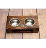 Black Russian Terrier, Chornyi Terrier - wooden stand with bowls for a dog, steel dog bowls, a gift for adopting a dog from the Art-Dog brand