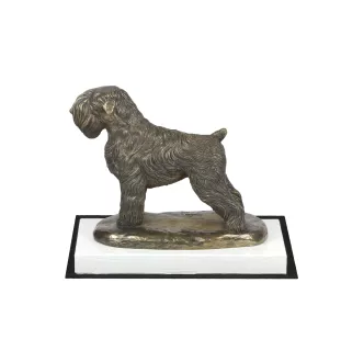 Czarny terier rosyjski statuetka na białym drewnie Art-Dog
