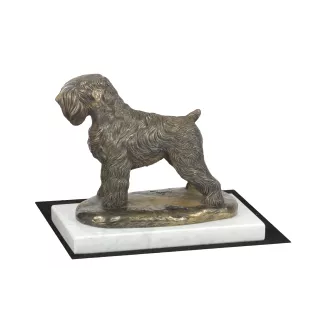 Czarny terier rosyjski statuetka na jasnym kamieniu Art-Dog