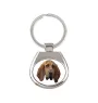 Bluthund, Bloodhound, Chien de St Hubert - geometrischer Schlüsselanhänger mit Foto und Aufschrift Art-Dog