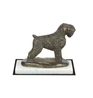 Terrier noir russe - une statuette de chien, une figurine en marbre blanc, un trophée pour l'exposition de chiens de la marque Art-Dog