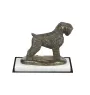 Black Russian Terrier, Chornyi Terrier - dog figurine, statue on white marble, trophy for Art-Dog dog show exhibition