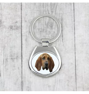 Bloodhound, St. Hubert Hound, Sleuth-hound - geometric keychain with a photo and the inscription Art-Dog