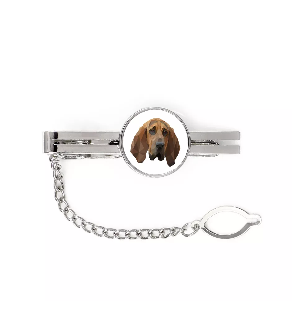 Bloodhound, St. Hubert Hound, Sleuth-hound - geometric tie clip with a picture and inscription from Art-Dog