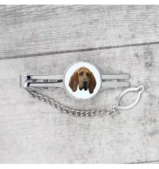 Chien de Saint Hubert, Bloodhound - épingle de cravate géométrique avec photo et inscription Art-Dog
