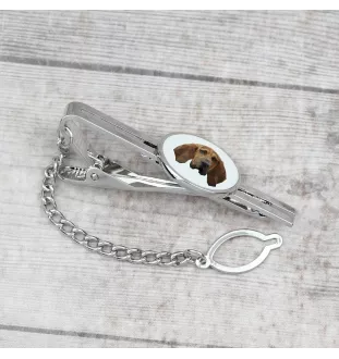 Bloodhound, St. Hubert Hound, Sleuth-hound - geometric tie clip with a picture and inscription from Art-Dog