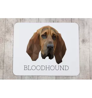 Bluthund, Bloodhound, Chien de St Hubert - geometrisches Mauspad mit Bild und Aufschrift von Art-Dog