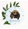Bluthund, Bloodhound, Chien de St Hubert - geometrische Wanduhr mit Bild und Aufschrift der Marke Art-Dog