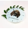 Chien de Saint Hubert, Bloodhound - horloge murale géométrique avec photo et logo de la marque Art-Dog