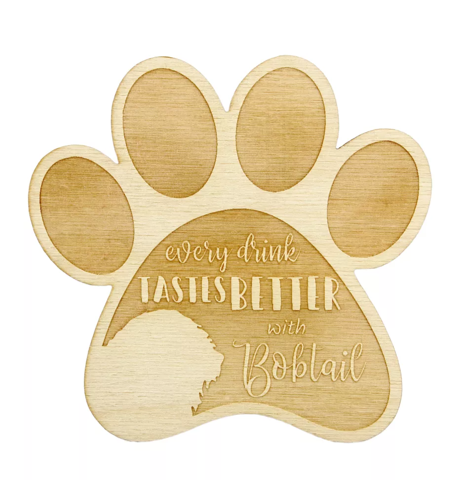 Old English Sheepdog, Bobtail, Bob-tail - Mug coaster, engraved coaster with dog, gift for dog lover by Art-Dog brand