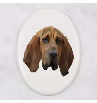 Bluthund, Bloodhound, Chien de St Hubert - Fliese mit geometrischem Bild und Schriftzug der Marke Art-Dog