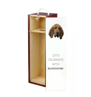 Chien de Saint Hubert, Bloodhound - une boîte géométrique avec une photo et un texte pour le vin de la marque Art-Dog