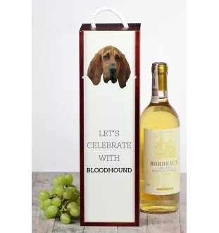 Chien de Saint Hubert, Bloodhound - une boîte géométrique avec une photo et un texte pour le vin de la marque Art-Dog