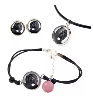 Black Russian Terrier, Chornyi Terrier - a set of jewelry in a box, necklace, earrings, bracelet, products from the Art-Dog brand