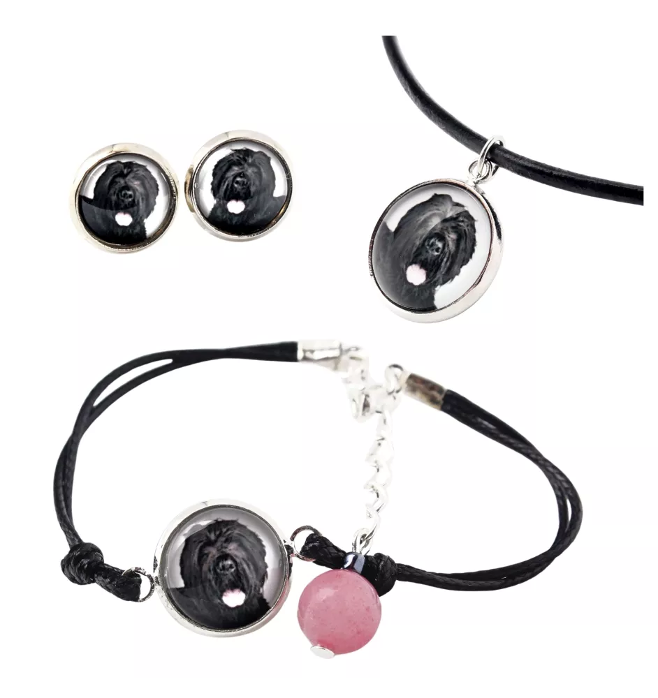 Russischer Schwarzer Terrier, Russkiy Tchiorny Terrier - Schmuckset in einer Schachtel, Halskette, Ohrringe, Armband, Produkte der Marke Art-Dog