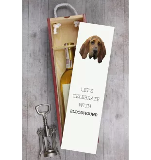 Bluthund, Bloodhound, Chien de St Hubert - geometrische Box mit einem Bild und Schriftzug für Wein der Marke Art-Dog