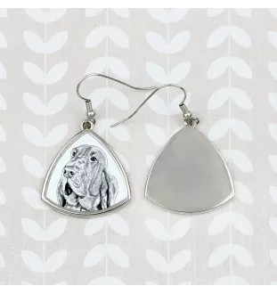 Chien de Saint Hubert, Bloodhound - boucles d'oreilles avec chien, boucles d'oreilles pendantes avec photo, bijoux personnalisés avec impression de la marque Art-Dog