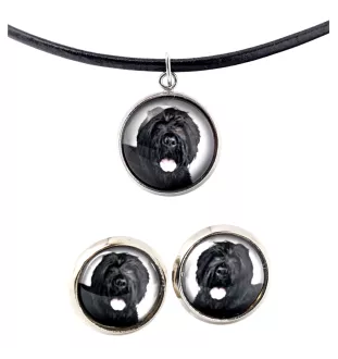 Black Russian Terrier, Chornyi Terrier - jewelry with your photo box, set of necklace and earrings, personalized products from the Art-Dog brand