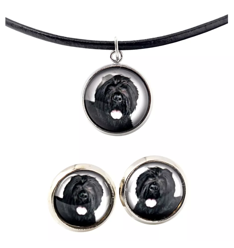 Russischer Schwarzer Terrier, Russkiy Tchiorny Terrier - Schmuck mit Ihrem Foto-Box, Halskette und Ohrringe-Set, personalisierte Produkte der Marke Art-Dog.