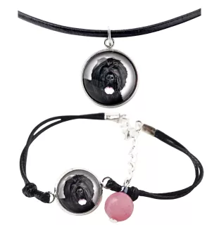 Russischer Schwarzer Terrier, Russkiy Tchiorny Terrier - Schmuckset mit Ihrem Foto, handgefertigtes Set, Armband und Halskette von Art.-Dog.