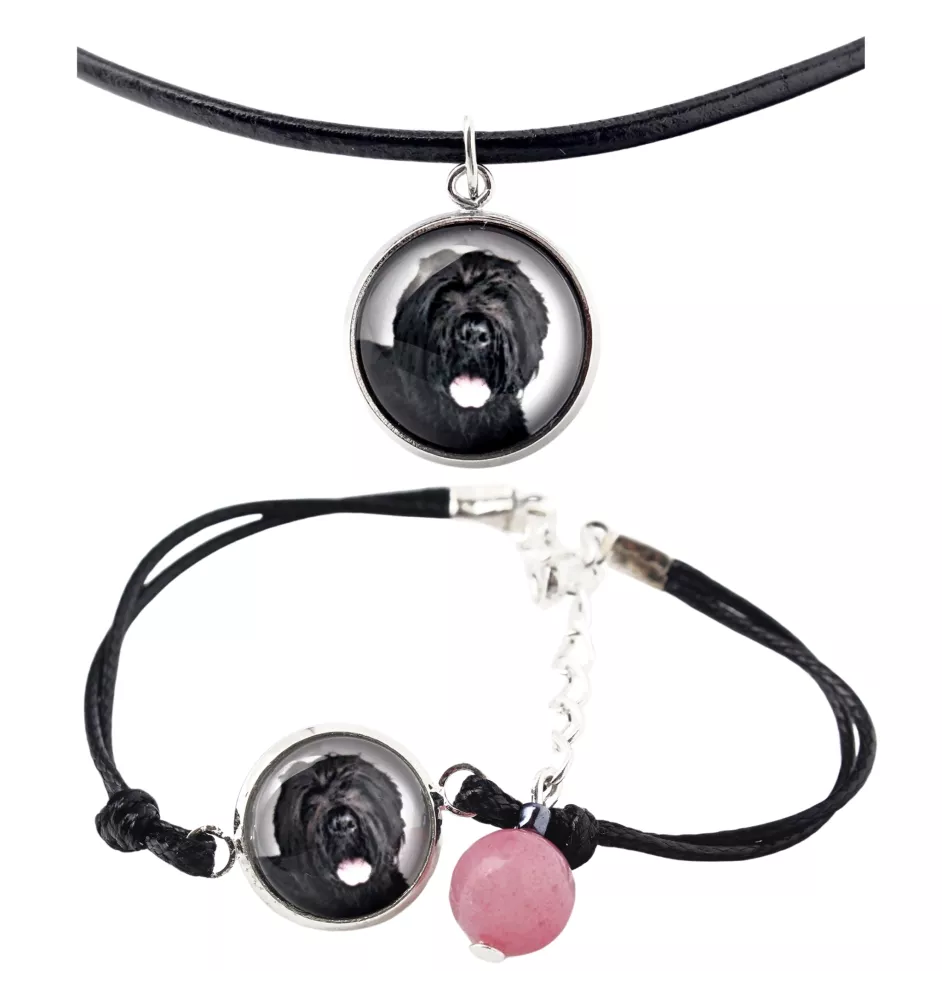 Black Russian Terrier, Chornyi Terrier - a set of jewelry with your photo, handmade set, bracelet and necklace by Art.-Dog brand