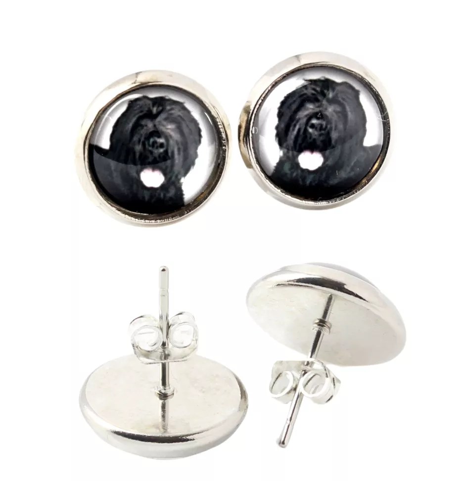 Russischer Schwarzer Terrier, Russkiy Tchiorny Terrier - Ohrringe in einer Schachtel, Ihr Foto, handgefertigter Schmuck, Eigenmarke von Art-Dog.