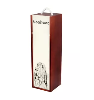 Bluthund, Bloodhound, Chien de St Hubert - Weinbox mit Hund, Alkoholbox mit Grafik, personalisierte Geschenkbox der Marke Art-Dog