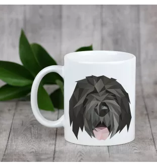Terrier noir russe - tasse avec une photo et un motif de chien géométrique Art-Dog