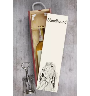 Bluthund, Bloodhound, Chien de St Hubert - Weinbox mit Hund, Alkoholbox mit Grafik, personalisierte Geschenkbox der Marke Art-Dog