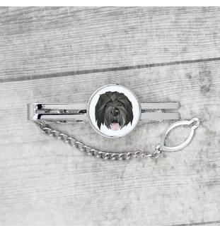 Black Russian Terrier, Chornyi Terrier - geometric tie clip with a picture and inscription from Art-Dog