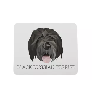 Black Russian Terrier, Chornyi Terrier - geometric mouse pad with a picture and text by Art-Dog