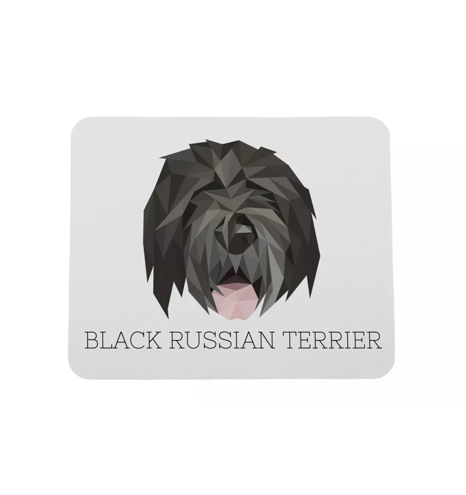 Terrier noir russe - tapis de souris géométrique avec photo et inscription Art-Dog