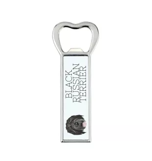 Black Russian Terrier, Chornyi Terrier - bottle opener with a picture and inscription for beer by Art-Dog