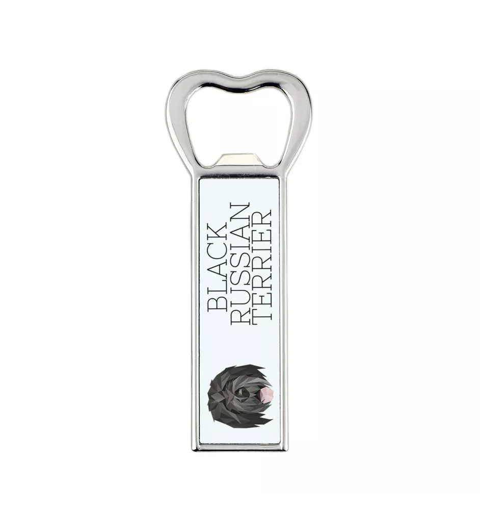 Russischer Schwarzer Terrier, Russkiy Tchiorny Terrier - Flaschenöffner mit Bild und Aufschrift für Bier von Art-Dog