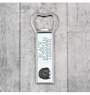 Black Russian Terrier, Chornyi Terrier - bottle opener with a picture and inscription for beer by Art-Dog