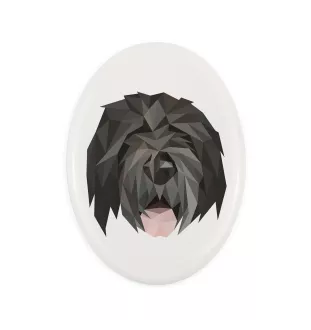 Russischer Schwarzer Terrier, Russkiy Tchiorny Terrier - Fliese mit geometrischem Bild und Schriftzug der Marke Art-Dog