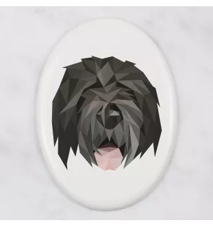 Terrier noir russe - une plaque avec une photo et un motif géométrique de la marque Art-Dog