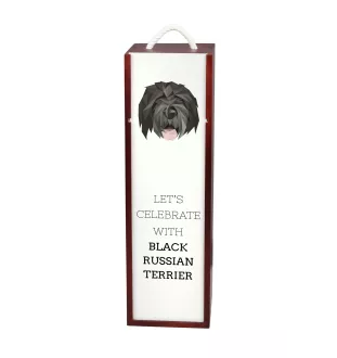 Black Russian Terrier, Chornyi Terrier - geometric box with a picture and inscription for wine by Art-Dog