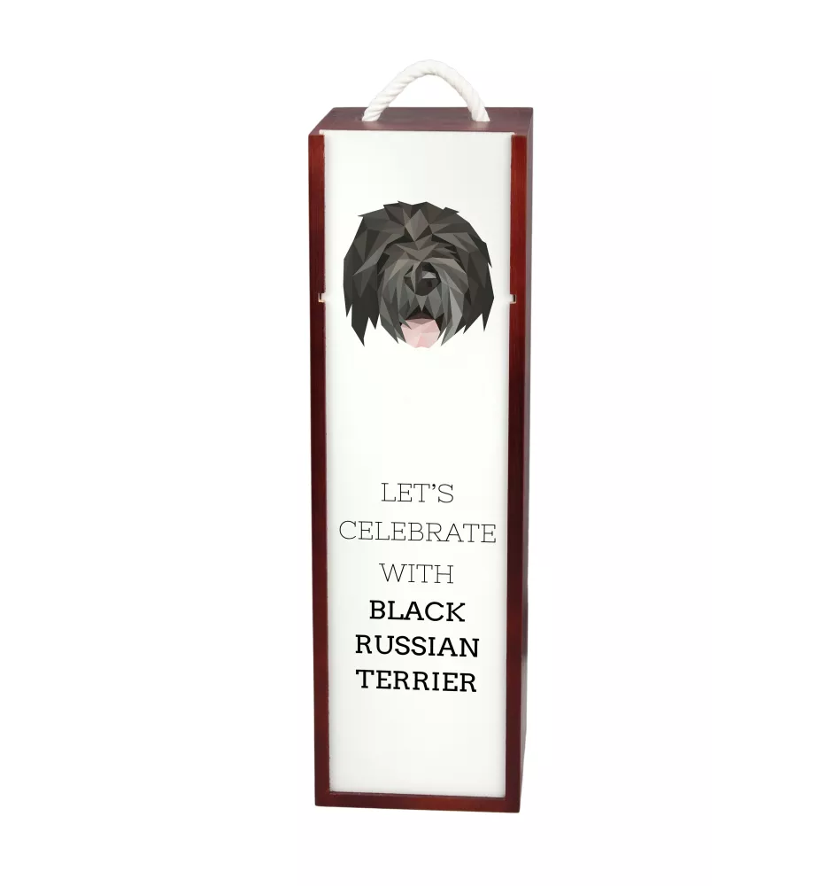 Black Russian Terrier, Chornyi Terrier - geometric box with a picture and inscription for wine by Art-Dog